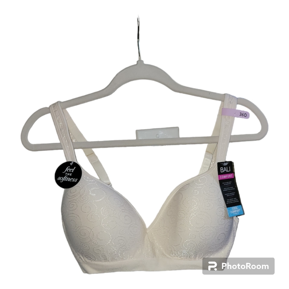 Bali Cool Comfort Revolution Shaping WireFree Bra  DF3463 Light Beige 36D NWT